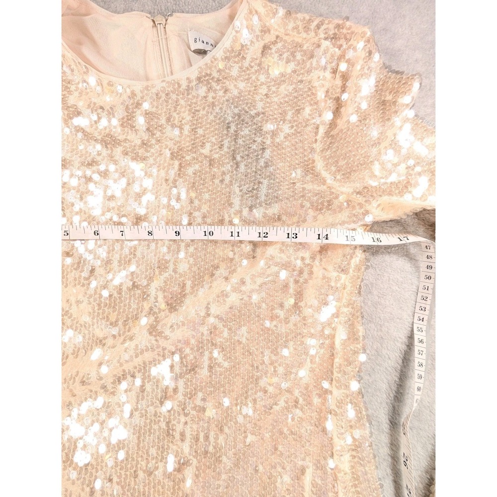 Gianni Bini Ruby Sequin Bodycon Dress Small Long Sleeve Champagne Party Small - Picture 6 of 9